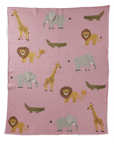 Rice - Lille Bomuld Babytæppe - Pink 